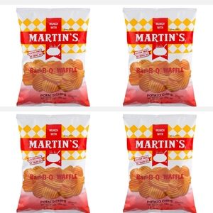 Martin's Bar-B-Q Waffle Potato Chips 9.5 Ounces fresh date (4 Bags)